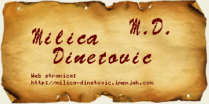 Milica Dinetović vizit kartica